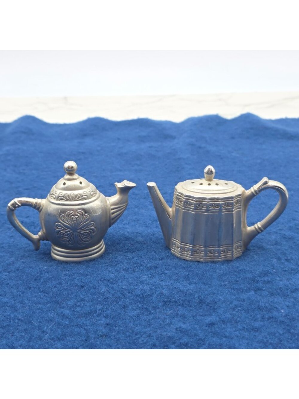 Godinger Silver Plated Salt Pepper Shaker Set Vintage Teapot Coffee Victorian
